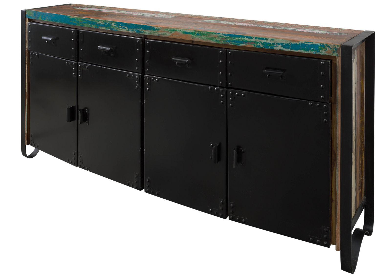 SIDEBOARD Altholz 180x43x90 mehrfarbig lackiert INDUSTRIAL #101 - Multicolor, Holz (180/90/43cm) - Massivmoebel24