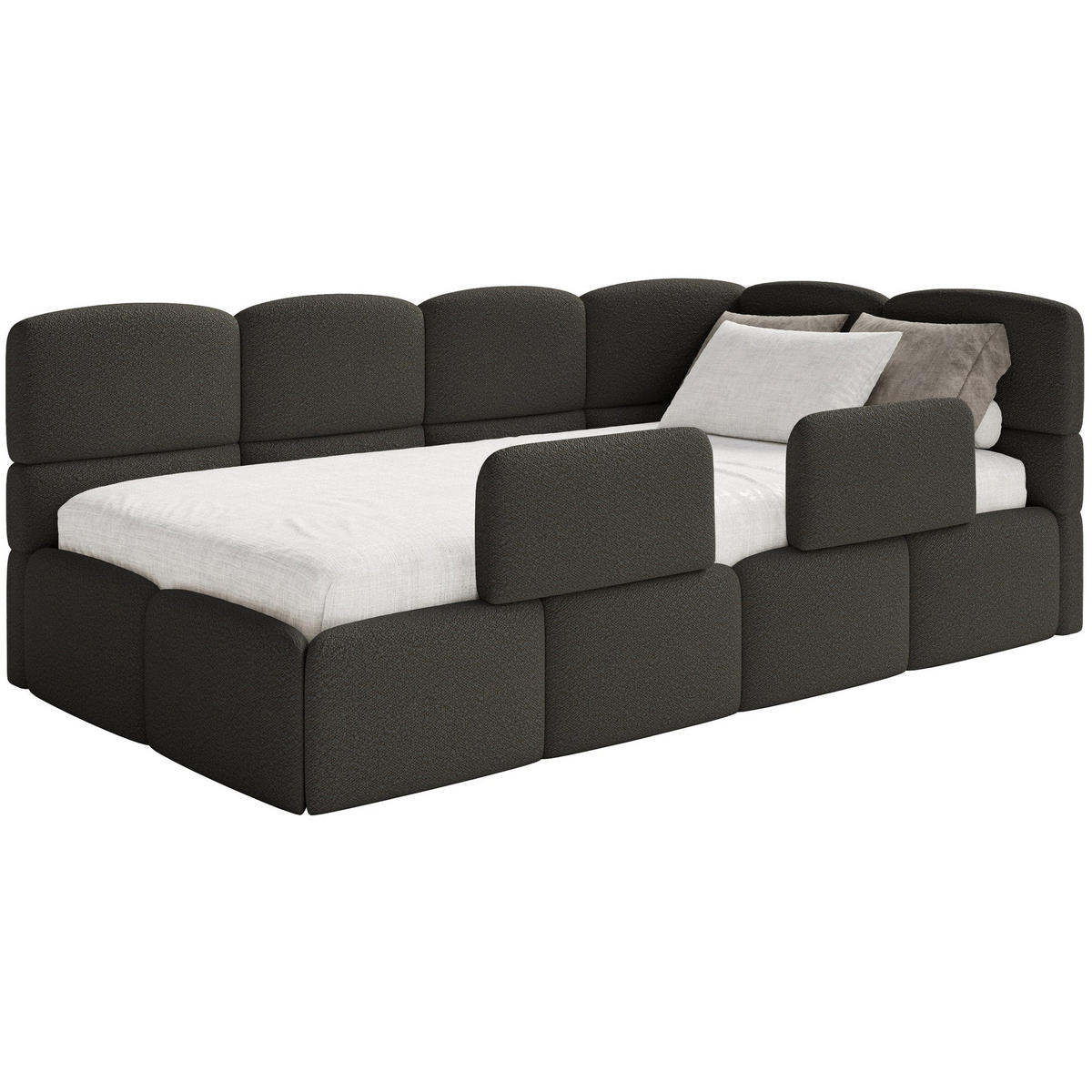 KINDERBETT Cloudy Braun 120 x 200 cm - Schwarz/Braun, Kunststoff/Textil (120/200cm) - Selsey
