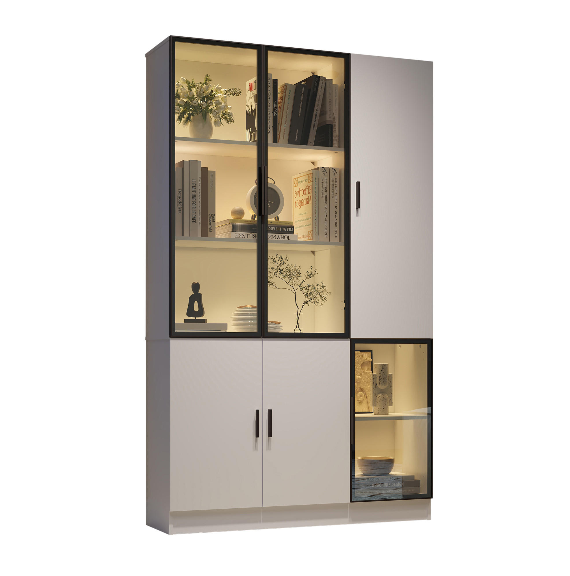 Beauniv Vitrine Weiß 35x200x120 cm