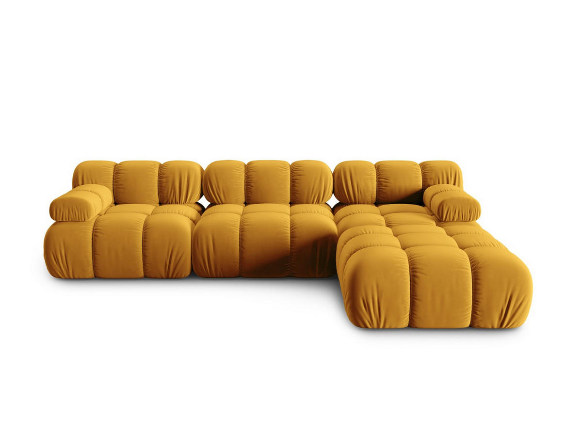 MODULARES-SOFA Bellis aus Samt gelb 4 Sitzplätze - Gelb, Textil (188/63/282cm) - Micadoni