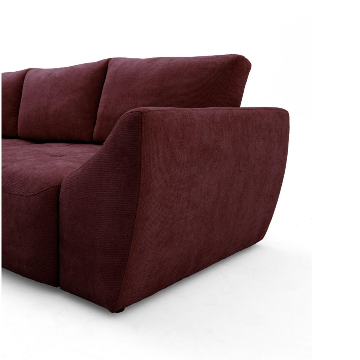 ECKSOFA NICE L Links mit Schlaffunktion 137x204 Chenille Rotwein - Schwarz/Dunkelrot, Holz/Textil (260/165cm) - Muffo