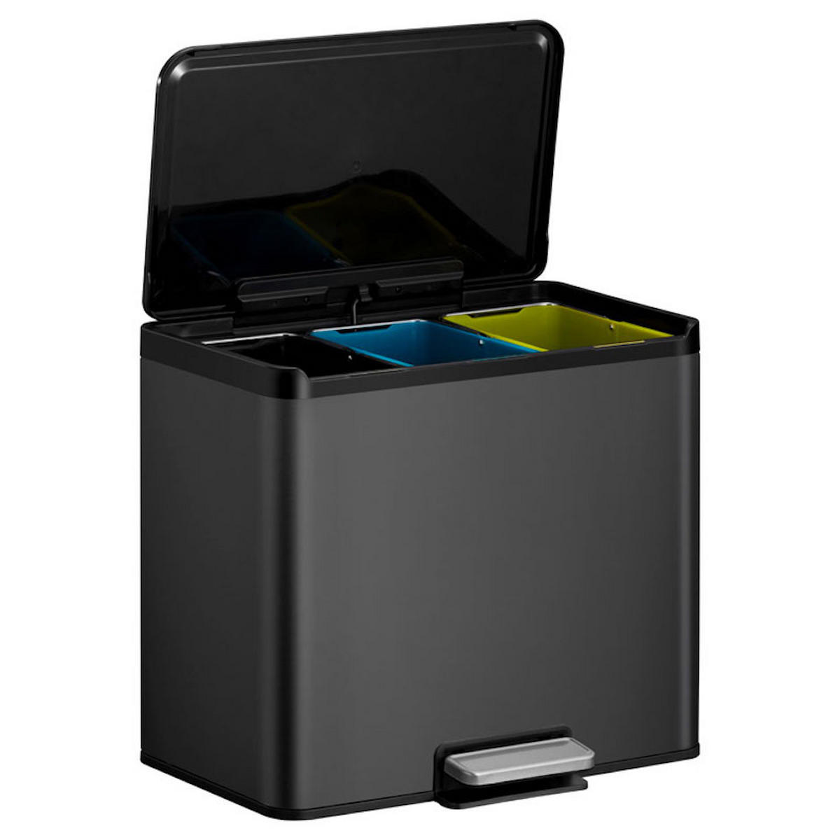MÜLLEIMER Rechteckig 27 Liter 41,1x46,2x38,8 cm Schwarz - Schwarz, Metall (46.2/41.1/38.8cm) - PROREGAL