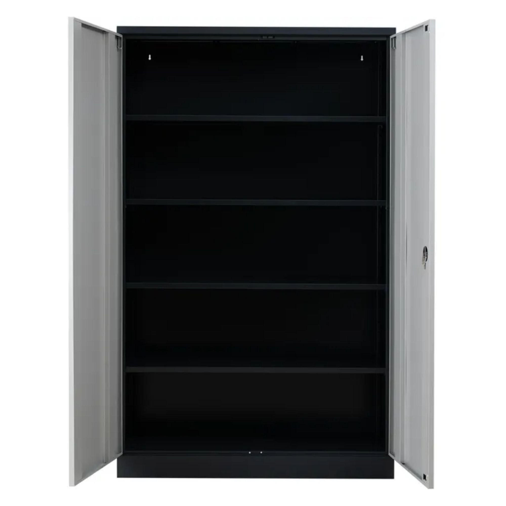 STAHLSCHRANK Bee mit 9 lackierten Fachböden 195x92x60 cm Korpusfarbe Anthrazit Frontfarbe Lichtgrau - Hellgrau, Metall (92/195/60cm)