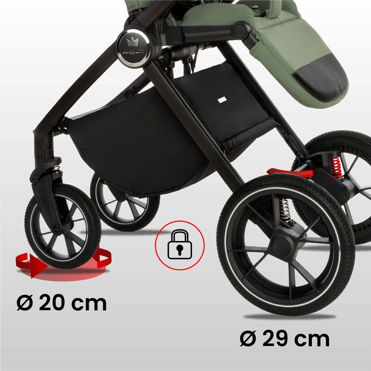 KINDERWAGEN Gavia 3in1 Sapphire Babywanne, Buggy Sportsitz, Babyschale I-Size - Schwarz/Grün, Textil/Metall (58/99cm) - BabyLux