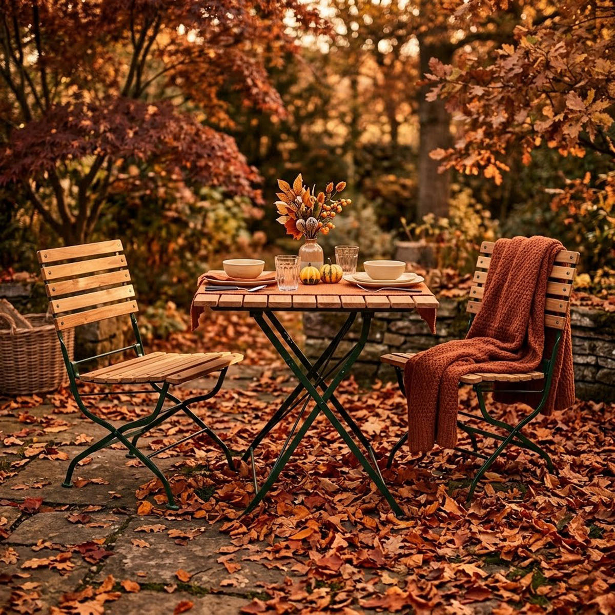 BISTRO Set Genf - Gartenmöbel Garten-Garnitur 3-teilig, Sitzgruppe für 2 Personen - Flachstahl Robinienholz dunkelgrün - Grün, Holz - TPFGarden