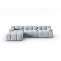 MODULARES-ECKSOFA links Bellis aus Samt hellblau 4 Sitzplätze - Hellblau, Textil (122/285cm) - Micadoni