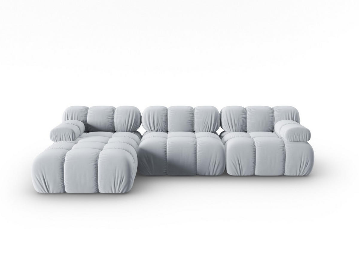 MODULARES-ECKSOFA links Bellis aus Samt hellblau 4 Sitzplätze - Hellblau, Textil (122/285cm) - Micadoni