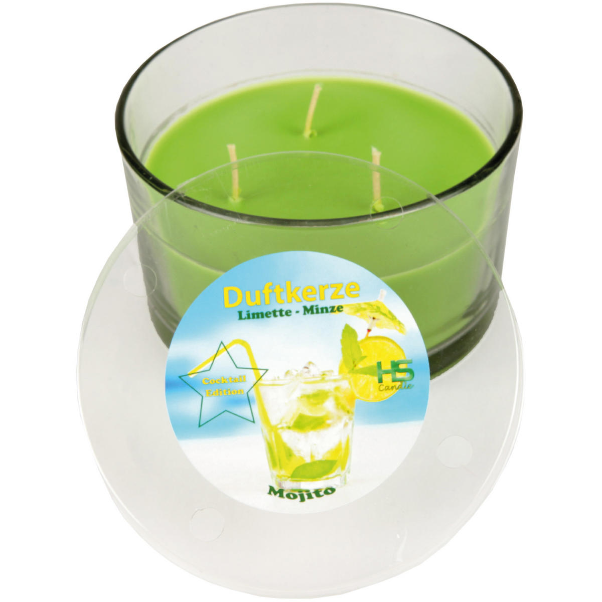 DUFTKERZE "Cocktail Edition" Mojito - Hellgrün, Naturmaterialien (13/8cm)