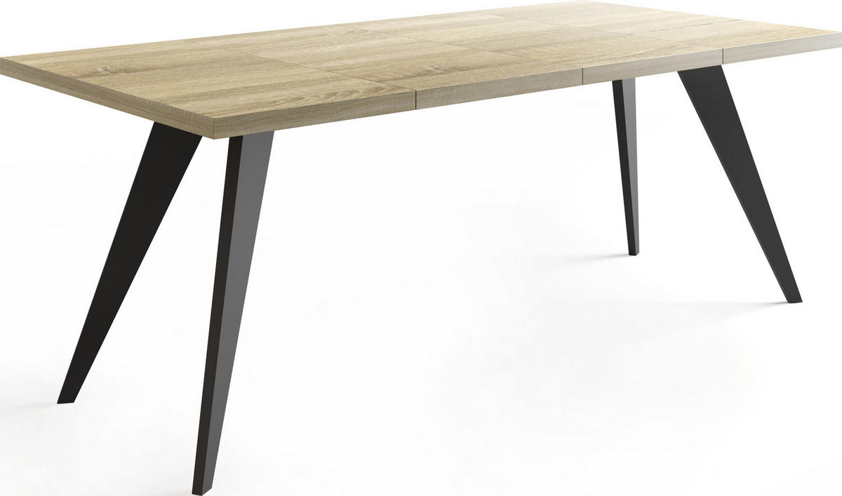 ESSTISCH Quadro quadratischer ausziehbarer, Sonoma Eiche 100-200/100/76 cm - Schwarz/Sonoma Eiche, Holz/Holzwerkstoff (100/100/76cm) - WFL GROUP