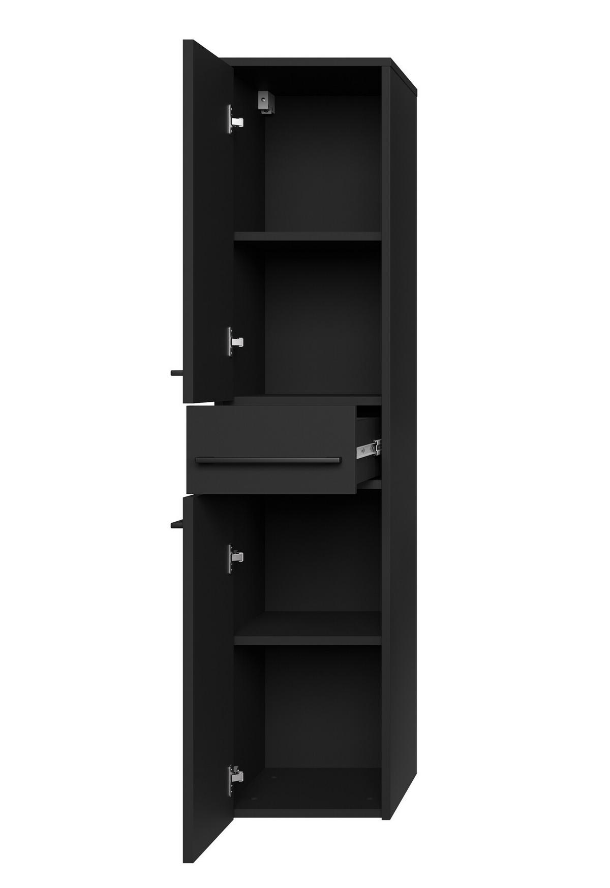 BADEZIMMERSCHRANK Florence mit 2 Türen Schwarz Matt - 30 x 35 x 130 cm - Schwarz, Holz (30/130/35cm) - Badplaats