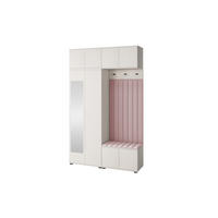 GARDEROBE Napoli version 11 mit Spiegel, mit POLSTERPANEELEN ROSA - Beige/Rosa, Holzwerkstoff (140/225/40cm) - Jerpax