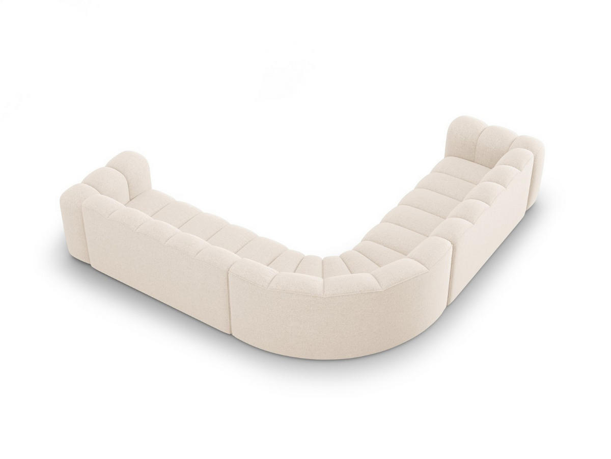 ECKSOFA symmetrisch modular Lupine aus Chenille-Stoff leichtes beige 5 Sitzplätze - Creme, Textil (309/309cm) - Micadoni