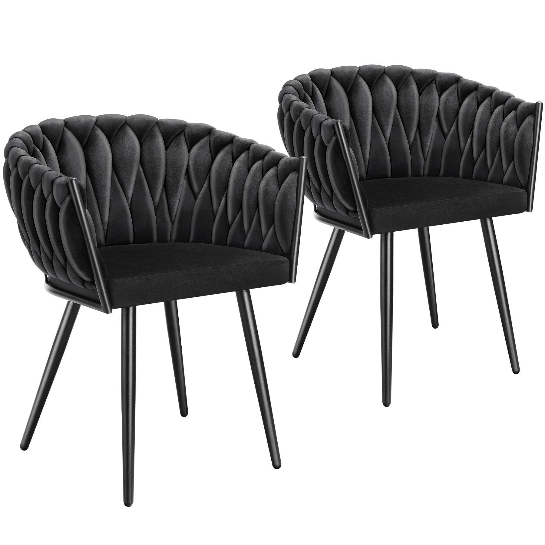 ESSZIMMERSTUHL 2er Set Astano 60 5 x 55 x 75 cm schwarz - Schwarz, Textil (60.5/75/55cm) - tectake