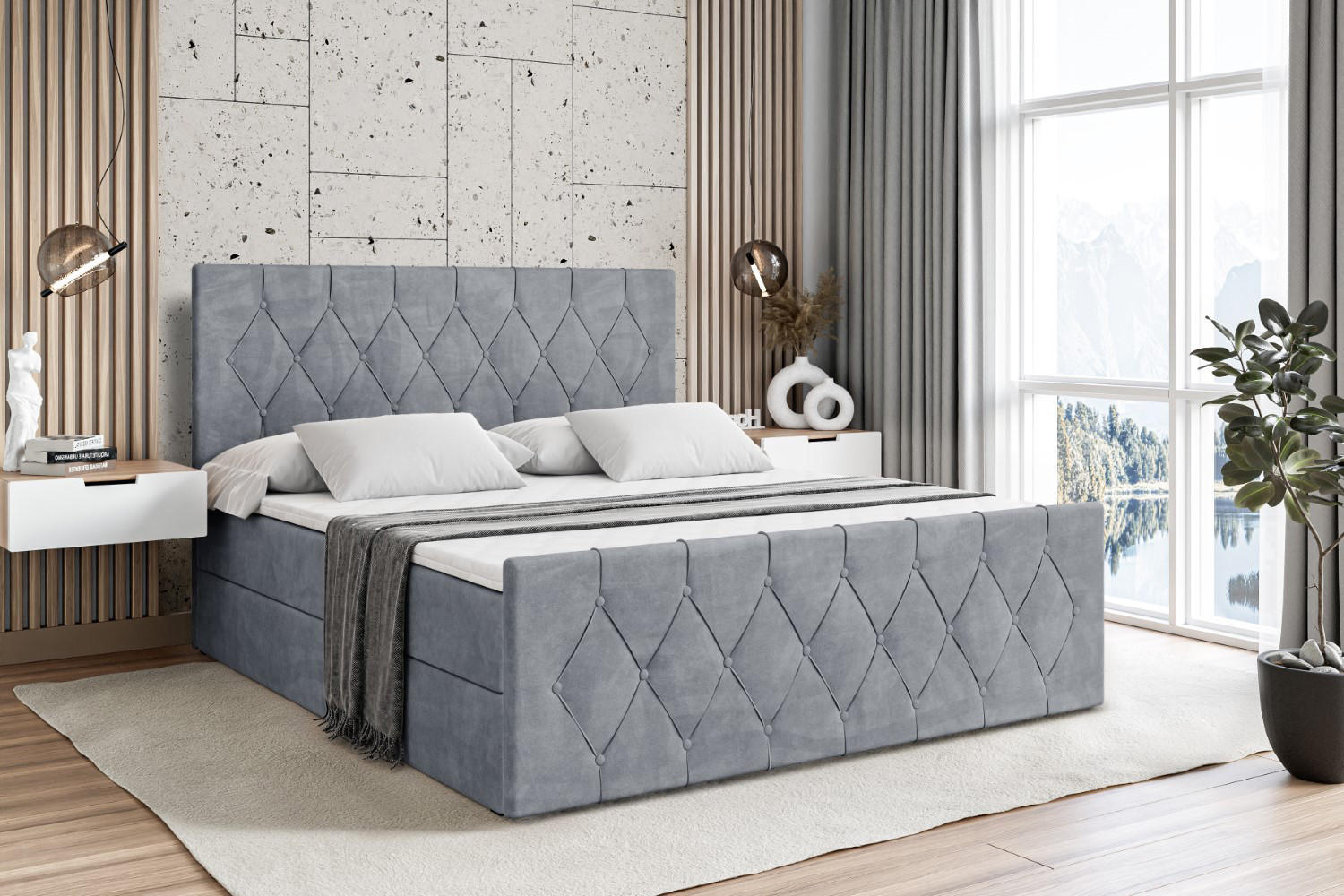 BOXBETT VELANTO-Z - 120 x 200 - H4 - Grau - Grau, Holzwerkstoff (120/200cm) - ALTDECOR