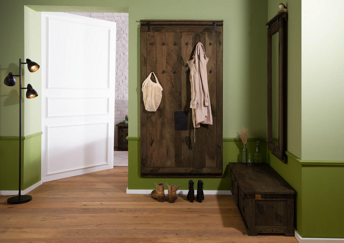 WANDGARDEROBE Mango 100x8x190 braun lackiert RAILWAY #4008 - Braun, Holz (100/190/8cm) - Massivmoebel24