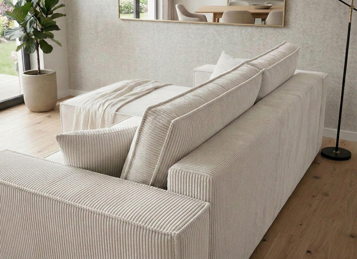 BIG-SOFA Monte Beige Rechts - Beige, Textil (244/85/200cm) - B&B Home