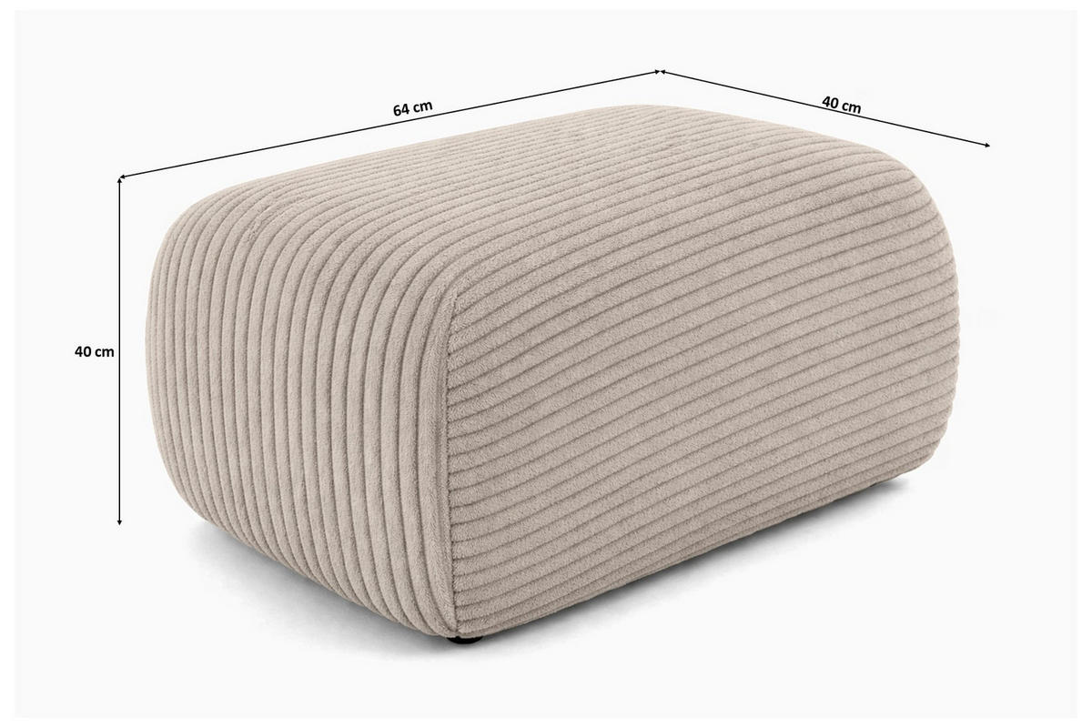 HOCKER Sitzpouf Für Wohnzimmer, Cordstoff Poso, Dunkelbeige, BIS - Beige, Holz (64/40/40cm) - Kaiser Möbel