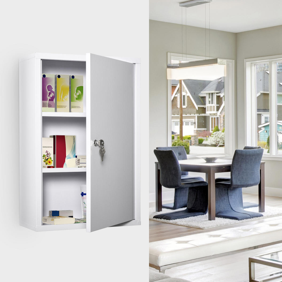 MEDIZINSCHRANK Weiß 1 Stück - Weiß, Metall (40/60/18cm) - GiPP