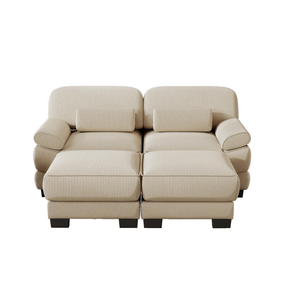 2-SITZER-SOFA modular mit 2 Hockern, DE-42659, Beige - Beige, Holz (194/94/161cm) - ComfortXL