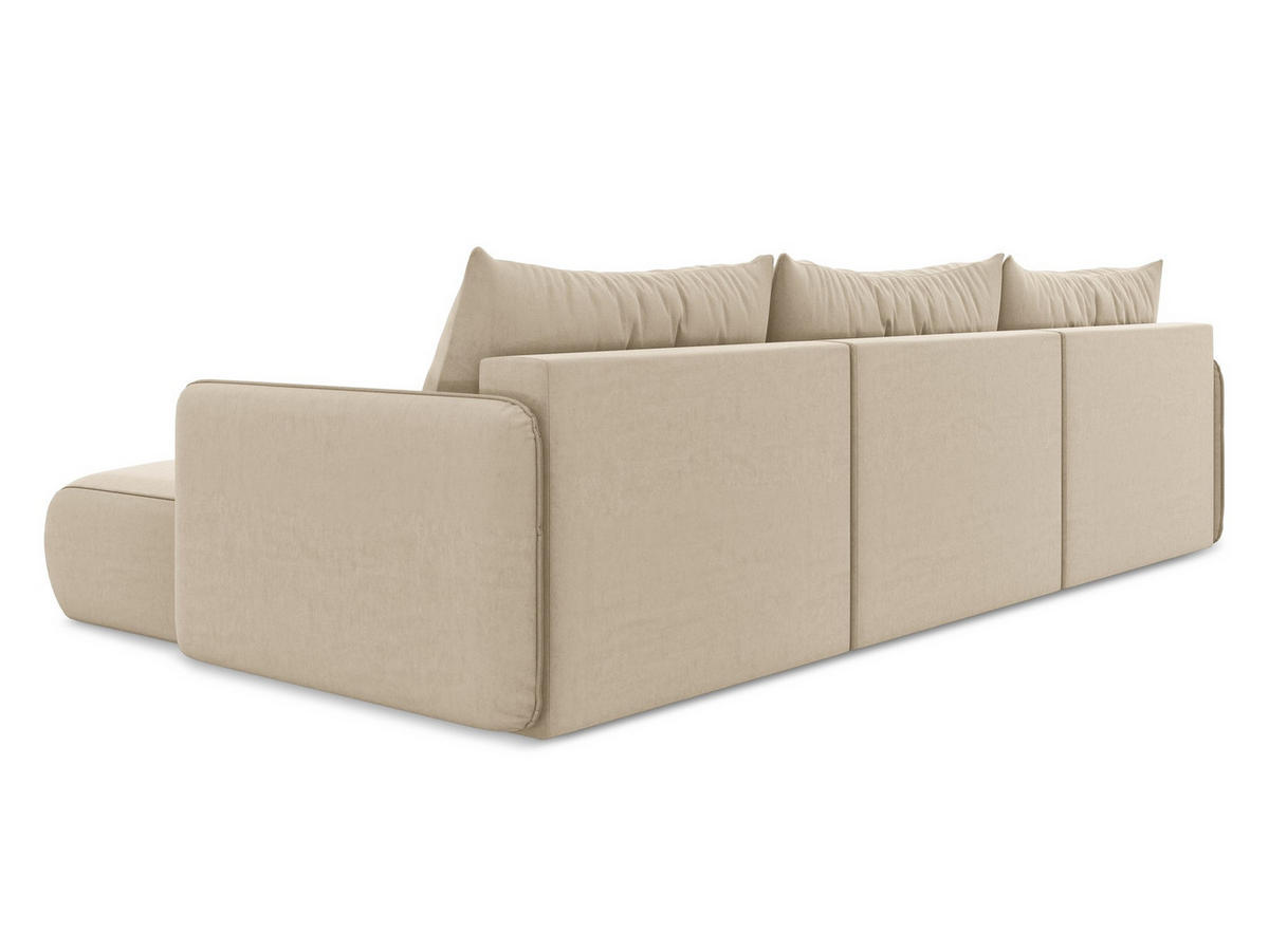 WOHNLANDSCHAFT Samt Stoff Beige - Beige/Creme, Kunststoff/Textil (290/86/148cm) - Makamii