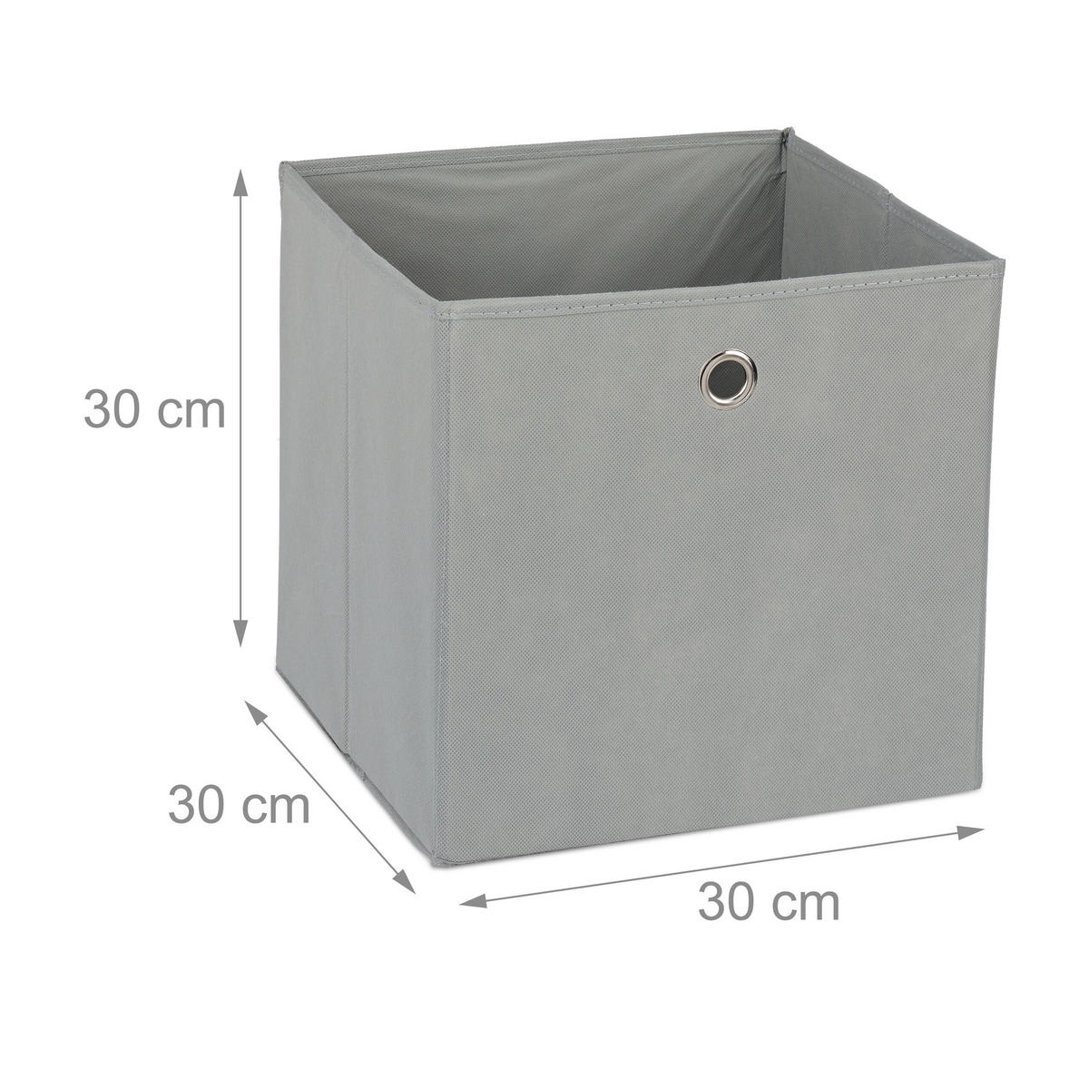 4XAUFBEWAHRUNGSBOX - Grau, Wellpappe/Textil (30/30/30cm) - Relaxdays