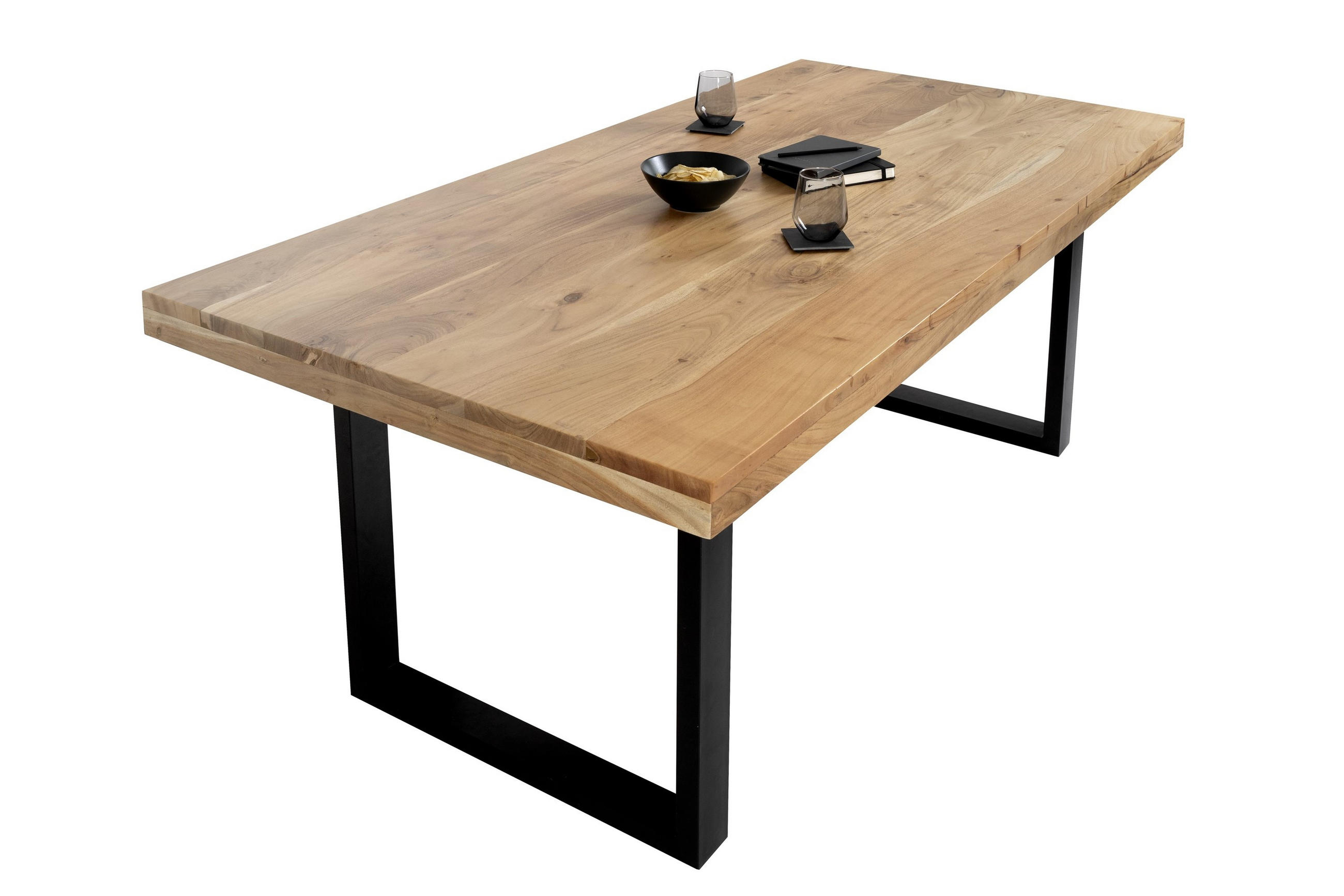 ESSTISCH RIO - Beige/Schwarz, Holz/Metall (100/300/77cm) - SAM