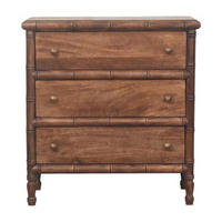 KOMMODE Bambus Geschnitzt, 3 Schubladen, Dunkelbraun - Dunkelbraun/Messingfarben, Holz/Metall (75/80/36cm) - Artisan Furniture