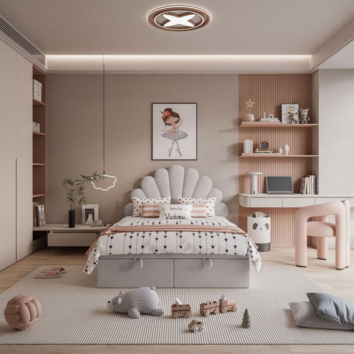 KONTINENTALBETT ASHLEY II mit Federkernmatratze 120x200 cm, Stoff: Jasmine 81, Topper: ja - Grau, Textil (120/200cm) - Lookway