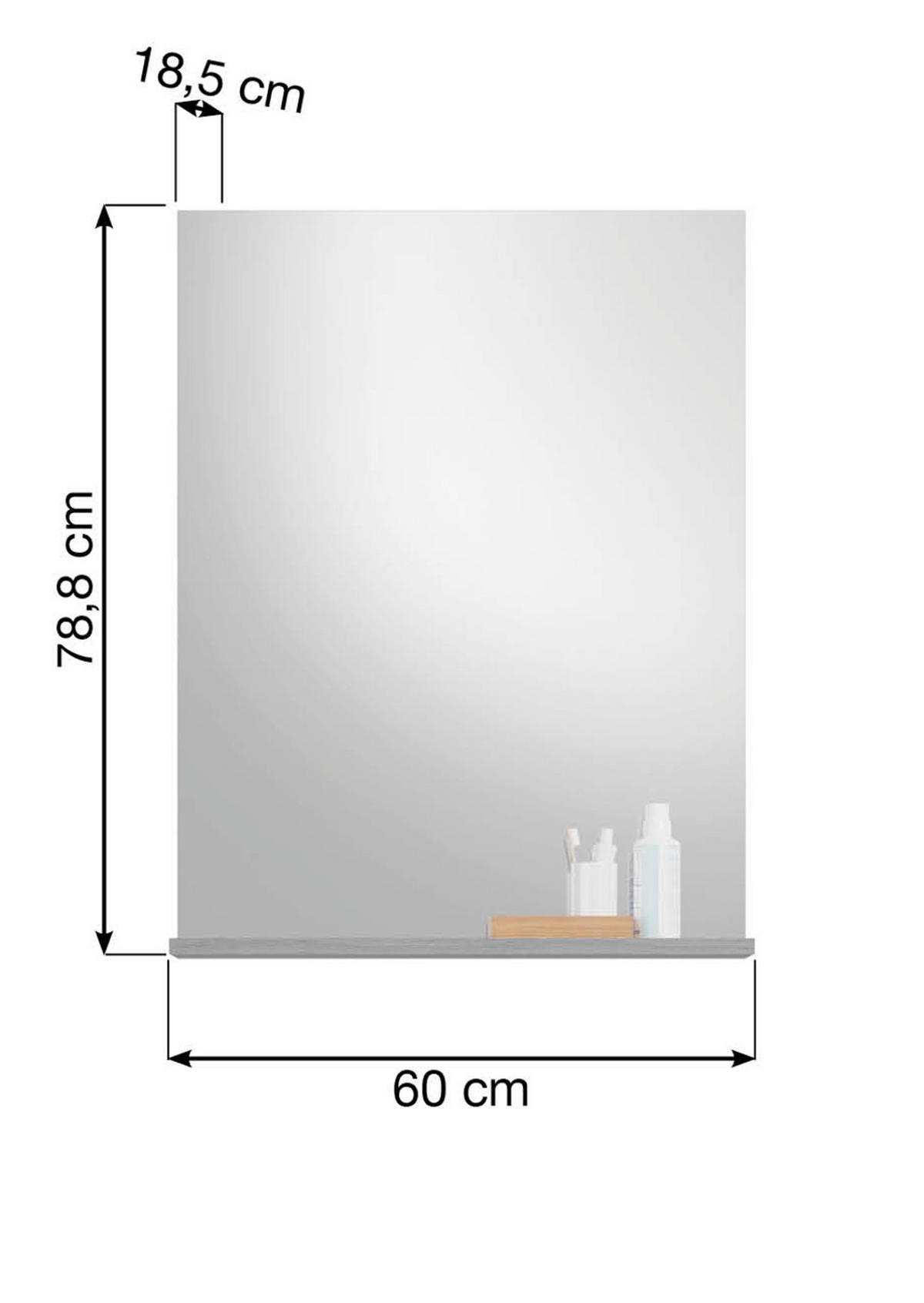 BADMÖBEL-SET weiß Hochglanz, grau 2-teilig 60 cm, Badkombination mit Spiegel - Weiß Hochglanz/Grau, Glas/Holzwerkstoff (60/191/34cm) - Inn.Furn
