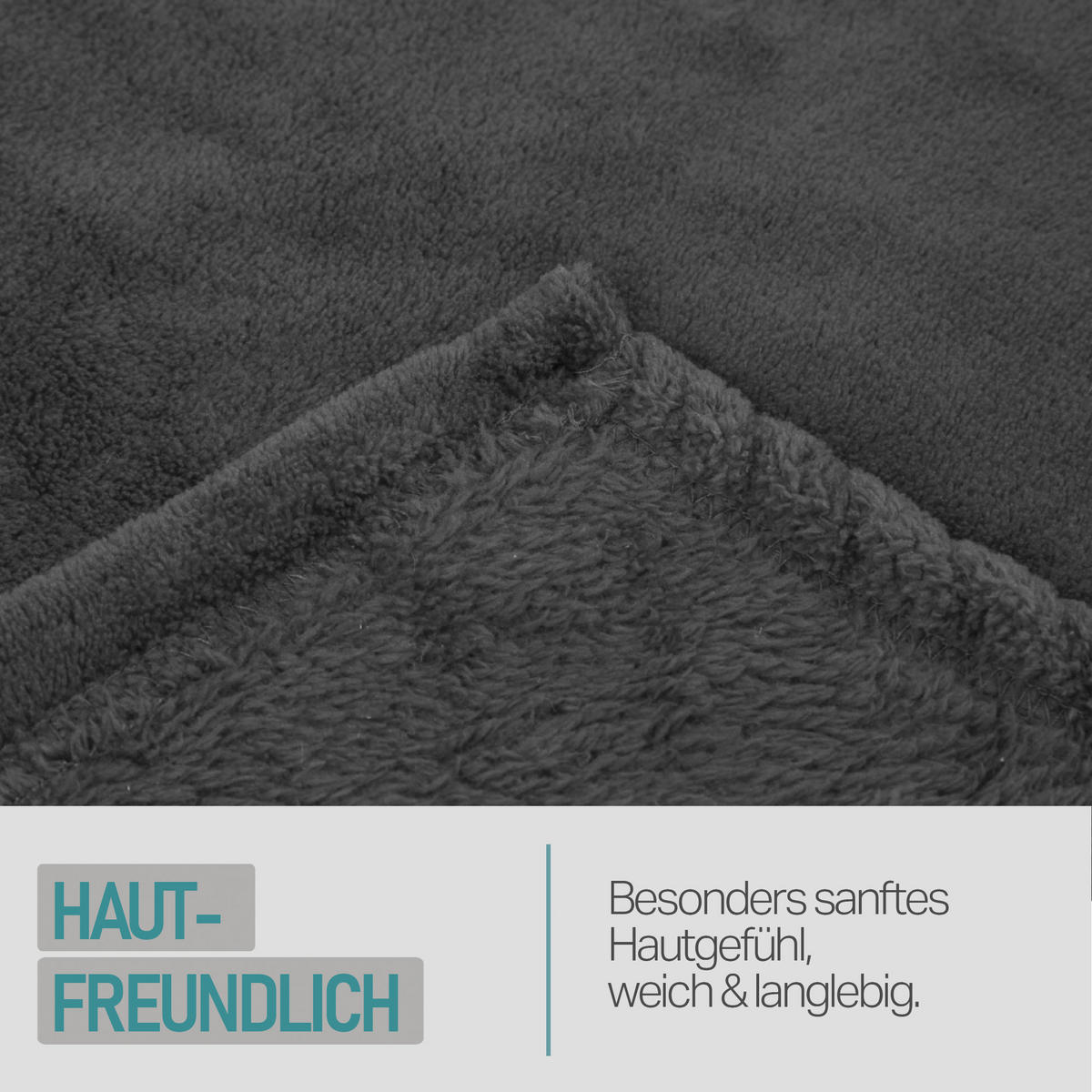 KUSCHELDECKE MIT ÄRMELN 130 x 180 cm Anthrazit - Anthrazit, Textil (180/130cm)