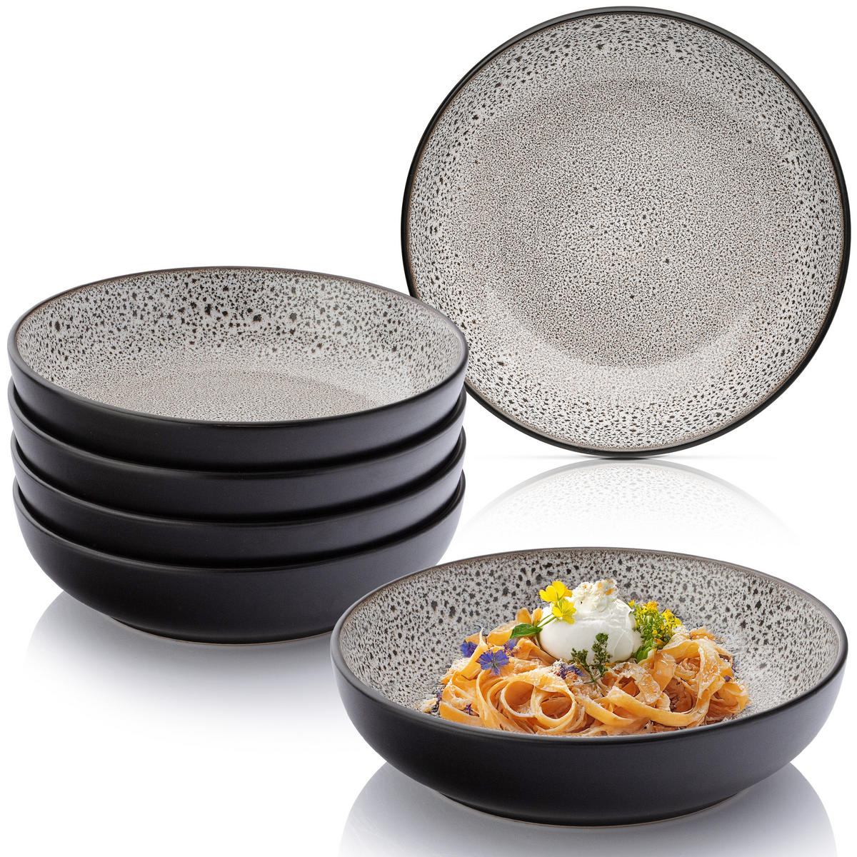 PASTASCHALEN SET LUXOR - 6 teilig aus Steingut - Braun, Stein (22.2cm) - Sänger