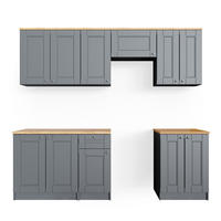 KÜCHENZEILE Bergamo Grau 240 cm, AP Goldkraft - Honigeiche/Braun, Holzwerkstoff (240/81.6/60cm) - Vicco