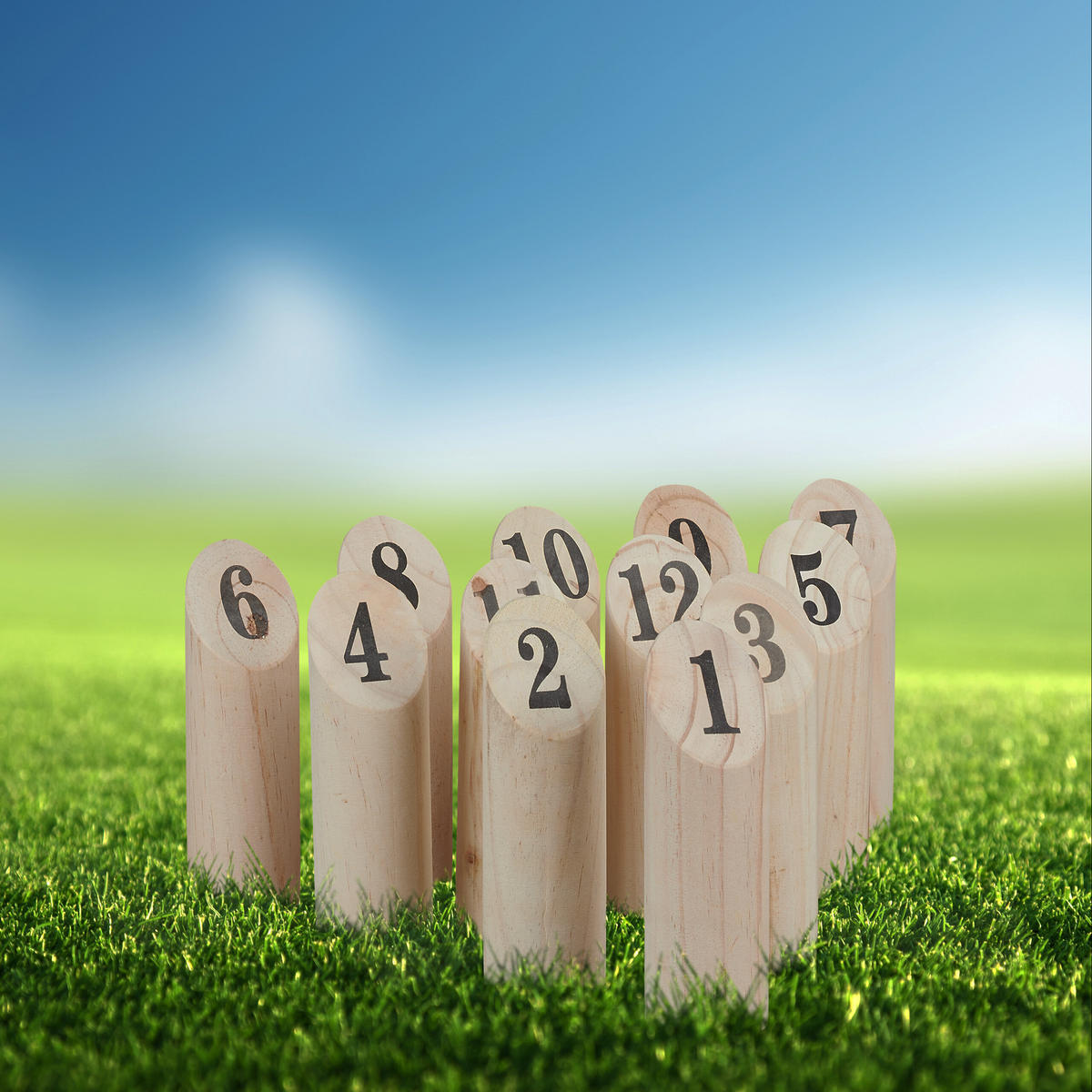 KUBB hra - svetlohnedá, drevo (28/18.5cm) - Relaxdays