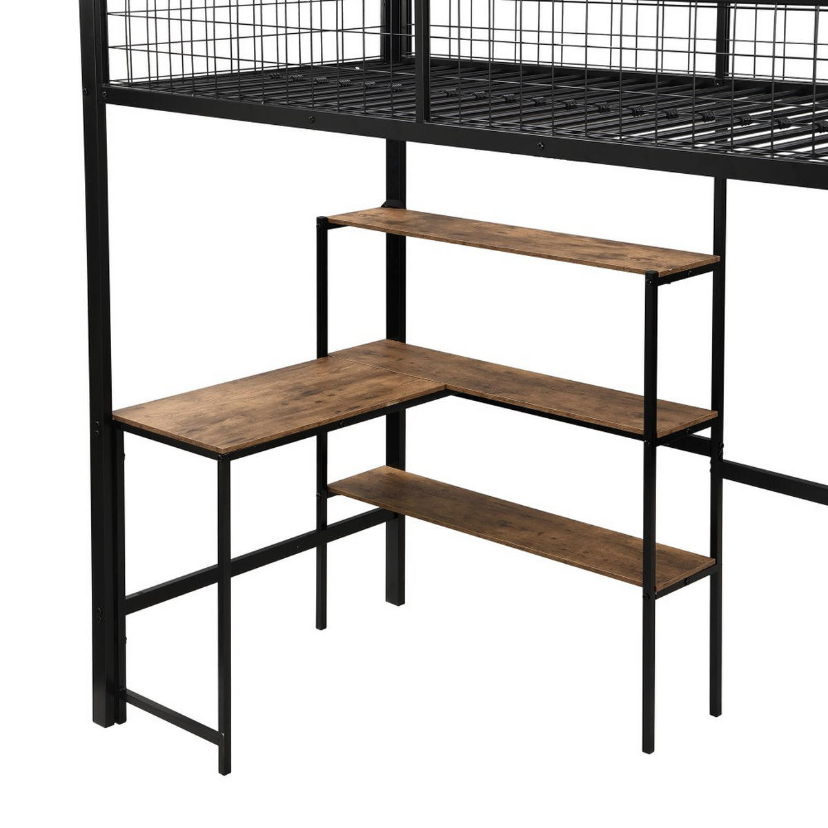 HOCHBETT 90x200cm mit Einbauschrank in schwarz - Schwarz, Metall (90/200cm) - KOMHTOM