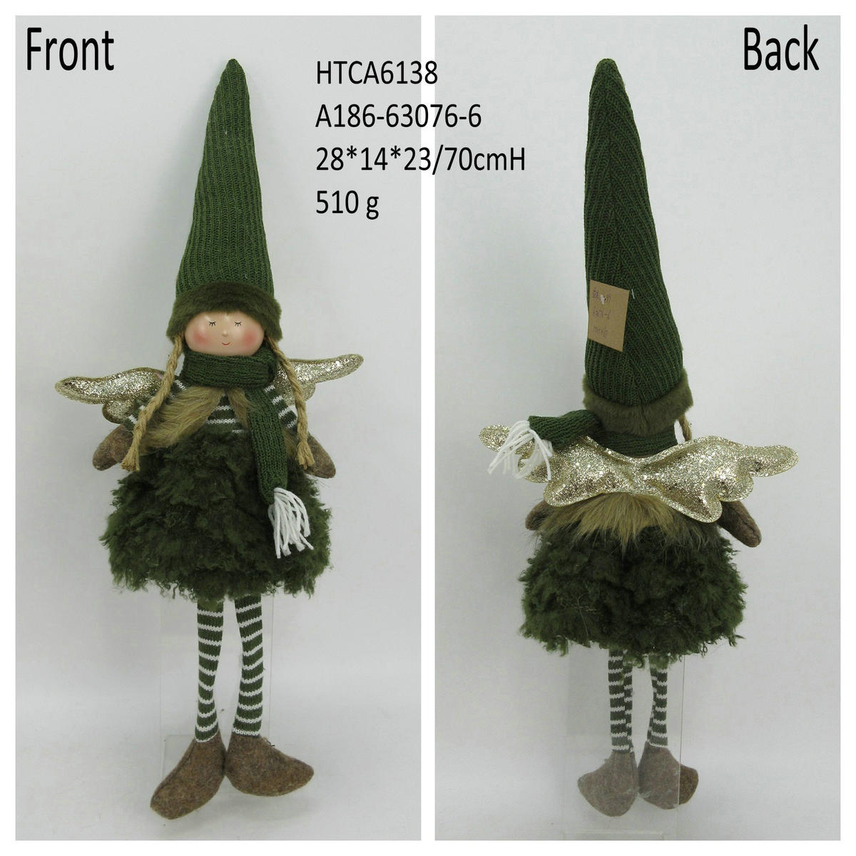 DEKORATIONSFIGUR Santa Lila Dunkelgrün - Grün, Textil (13/48/18cm) - Mondex