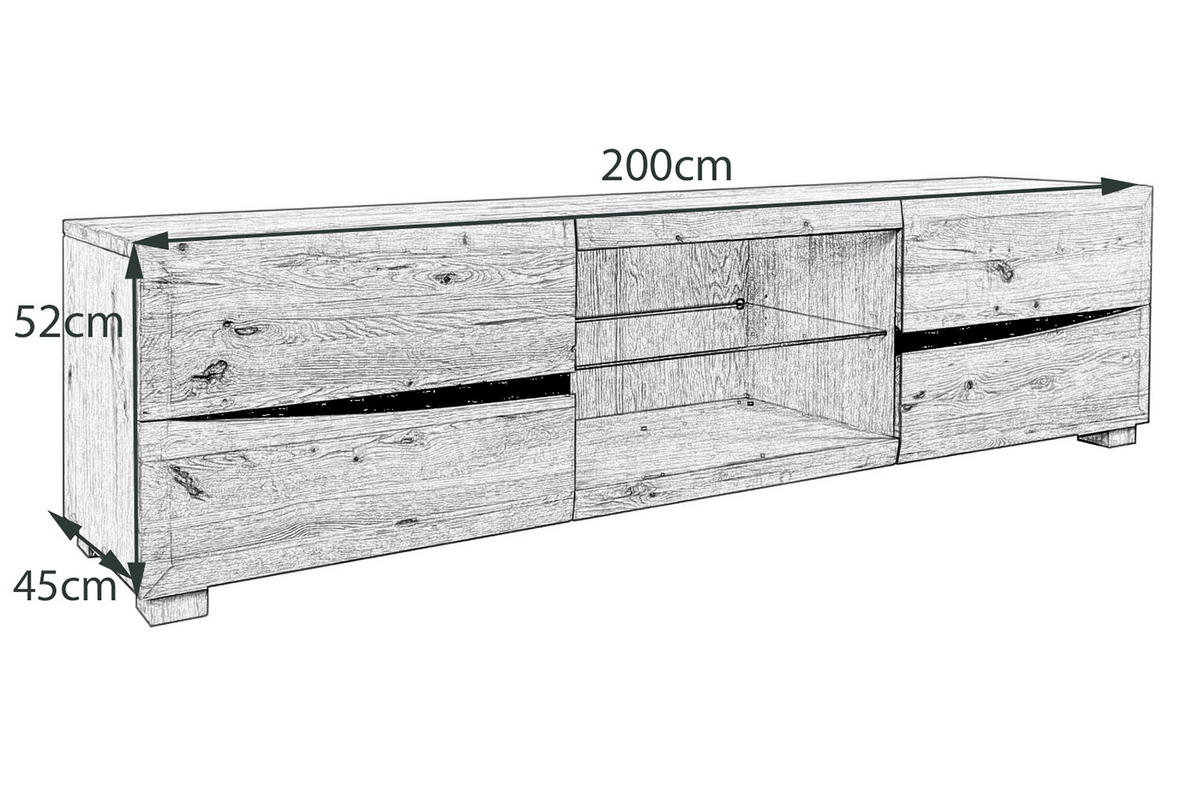 LOWBOARD YOSHA Holz - Naturfarben, Holz (200/52/45cm) - KAWOLA