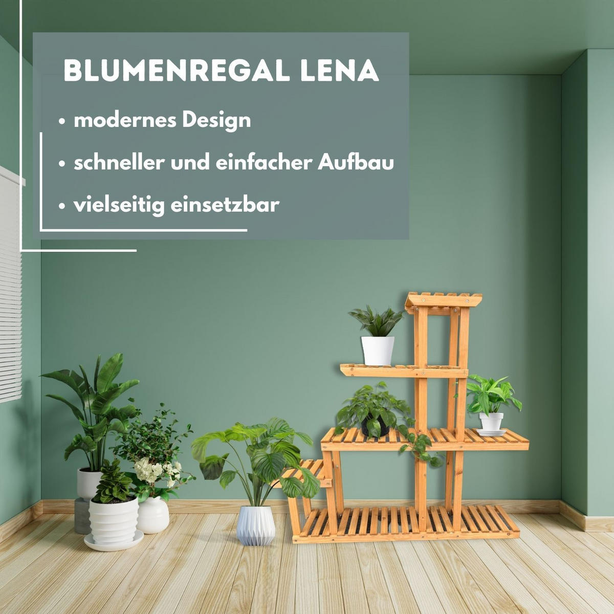 BLUMENREGAL LENA 102/25/95 cm - Naturfarben, Holz (102/25/95cm) - Coemo