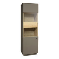STANDVITRINE Lino Taupe matt und Eiche massiv - Grau, Holzwerkstoff (60/196/45cm)