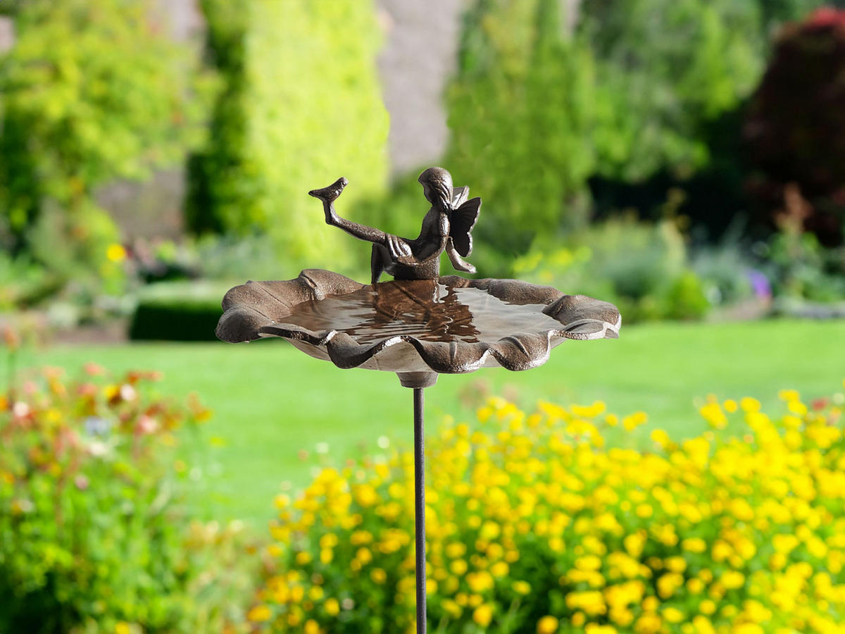 GARTEN-VOGELTRÄNKE Braun Magpie - Braun, Metall (27/65/27cm) - Beliani