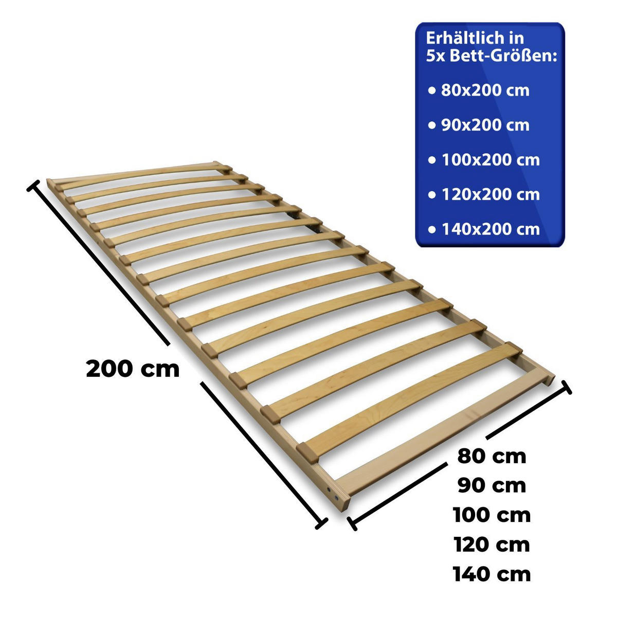 LATTENROST FIX mit 13 Federleisten 140x200 cm - Naturfarben, Holz (140/200cm) - Coemo