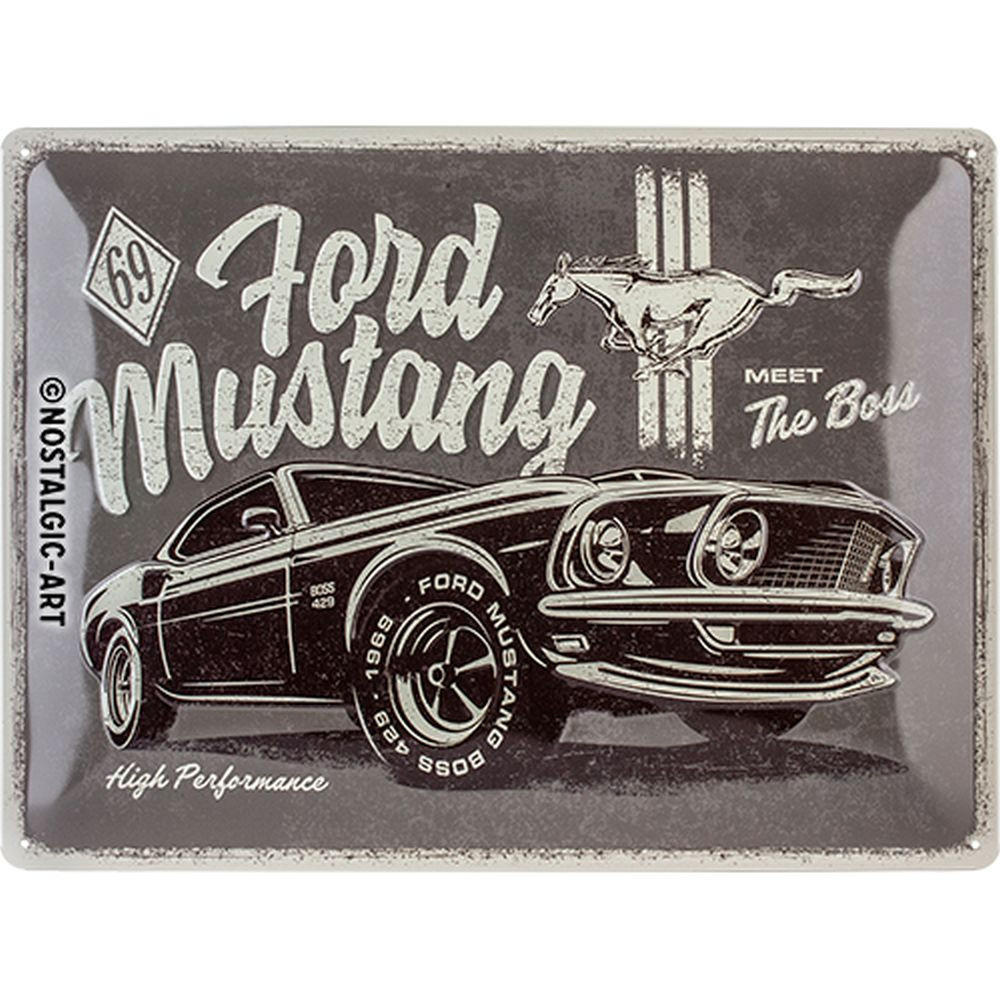 BLECHSCHILD 30/40 cm Ford Mustang The Boss - Multicolor, Metall (40/30/0.2cm) - Nostalgic-Art