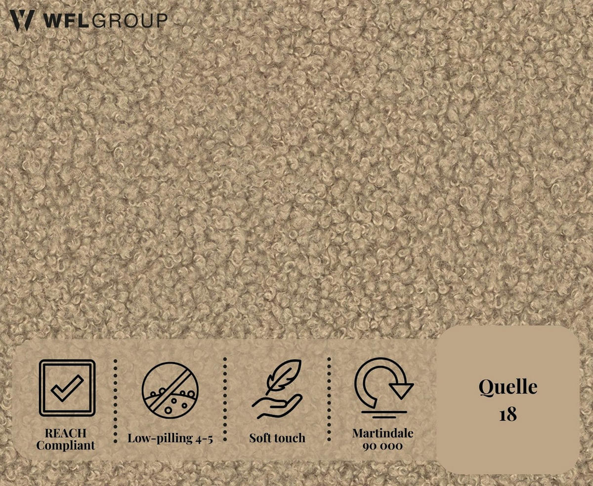 ECKSOFA Hana Loft 3-Sitzer Ecke Rechts, Boucle, Dunkelbeige 241/80/168 cm - Sandfarben/Schwarz, Textil/Metall (241/168cm) - WFL GROUP