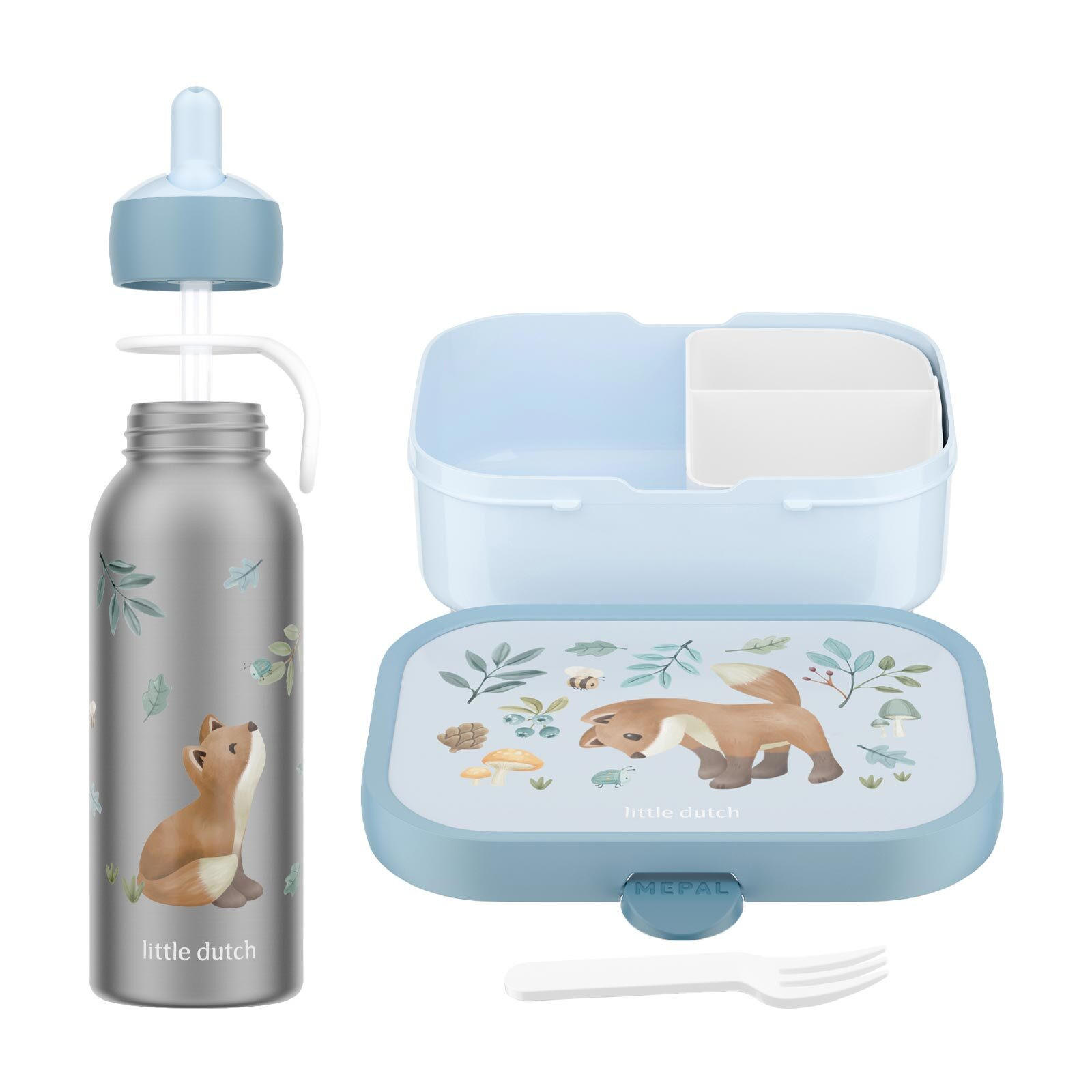 LUNCHSET MIT THERMOFLASCHE Campus Forest Friends 2er Set - Hellblau, Kunststoff (1/1/1cm) - Mepal