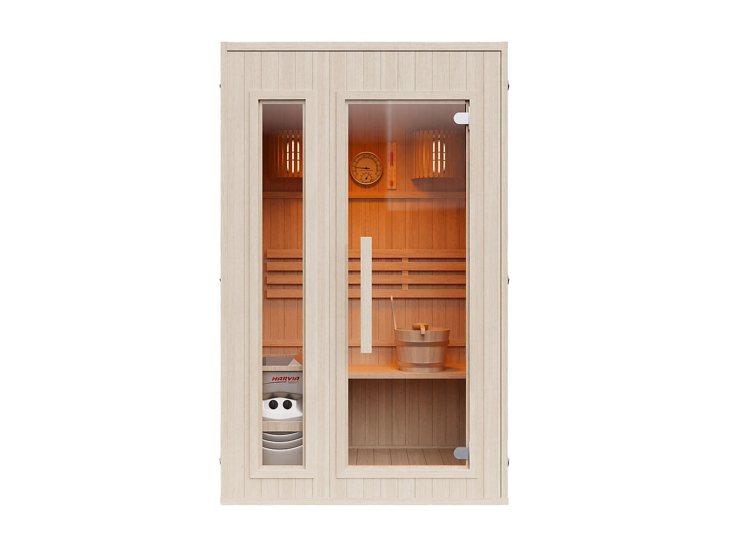 FINNISCHE Sauna - 2 Personen - Holz, Platte - Naturfarben Hell - - Naturfarben, Holz (120/190/120cm) - Vente-Unique
