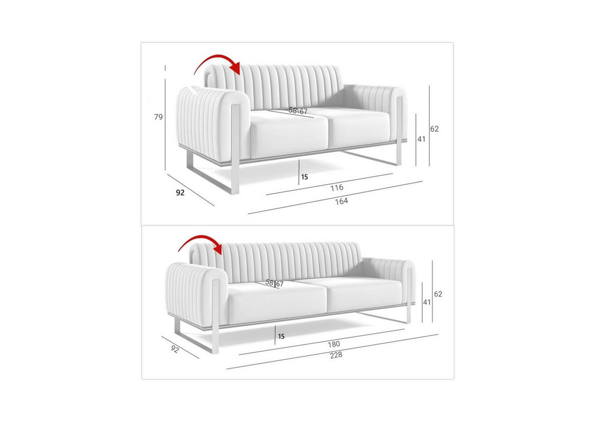 SOFASET Valerie 3-2 - Braun, Holzwerkstoff/Textil (228/79/90cm) - Fun Möbel