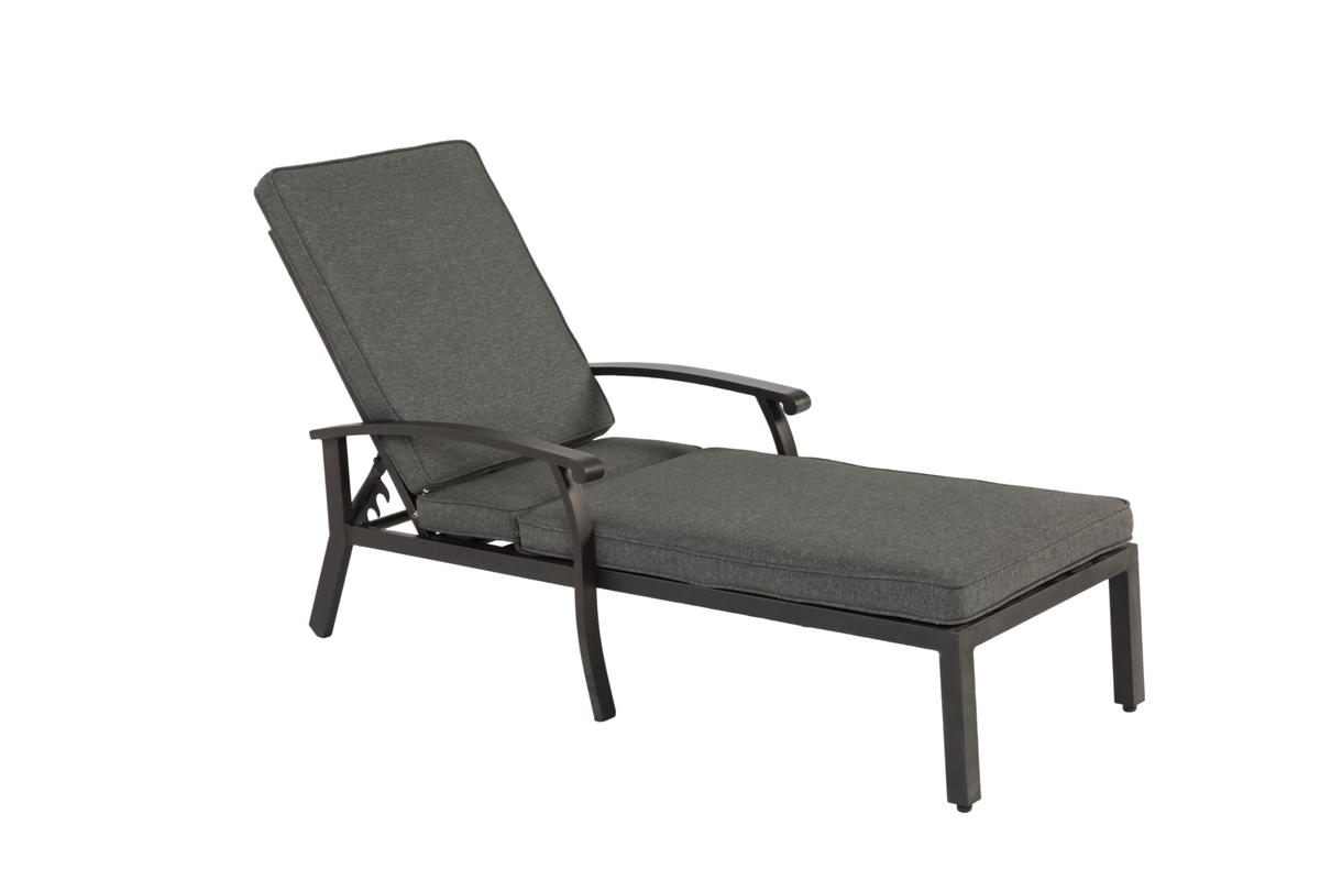 LOUNGE STUHL Patio Stuhl mit Baumwollkissen Grau - Grau, Metall (58/100/204cm) - ComfortXL