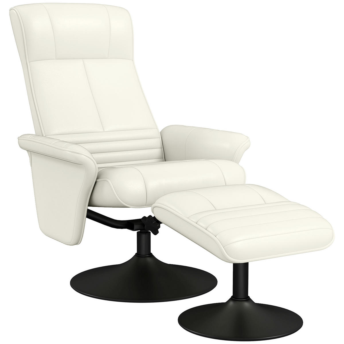 RELAXSESSEL DE-07530 mit Hocker, drehbar und ergonomisch Cremeweiß - Creme, Metall (71/104/69cm) - ComfortXL