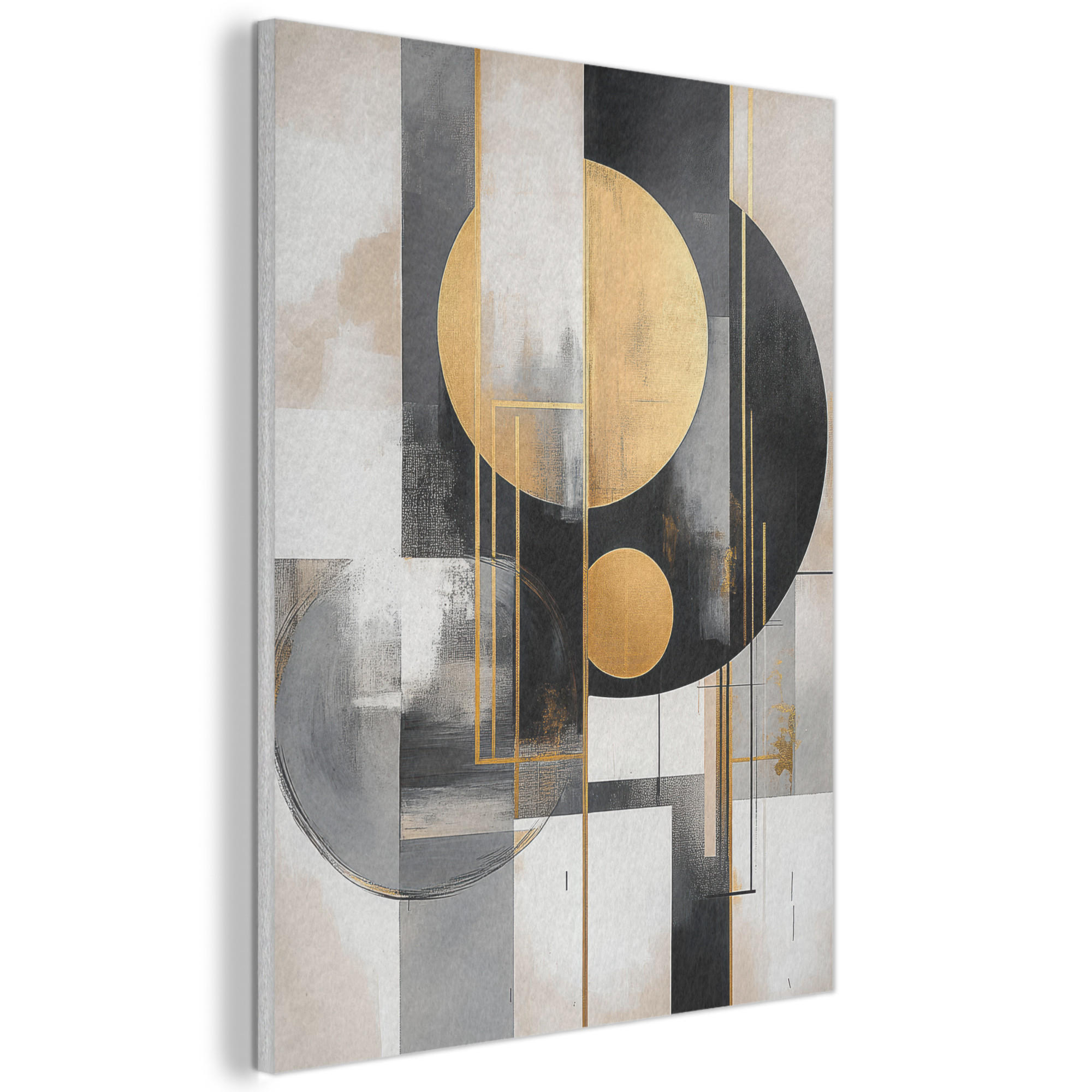 MuchoWow AKUSTICKÝ obraz Abstraktní - Zlato - Stříbro - Tvary - Estetické - Moderní 70x100 cm