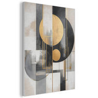 AKUSTIKBILD Abstrakt - Gold - Silber - Formen - Ästhetisch - Modern Kunstdruck Schlafzimmer 50x70 cm - Goldfarben, Kunststoff (50/70/0.9cm) - MuchoWow