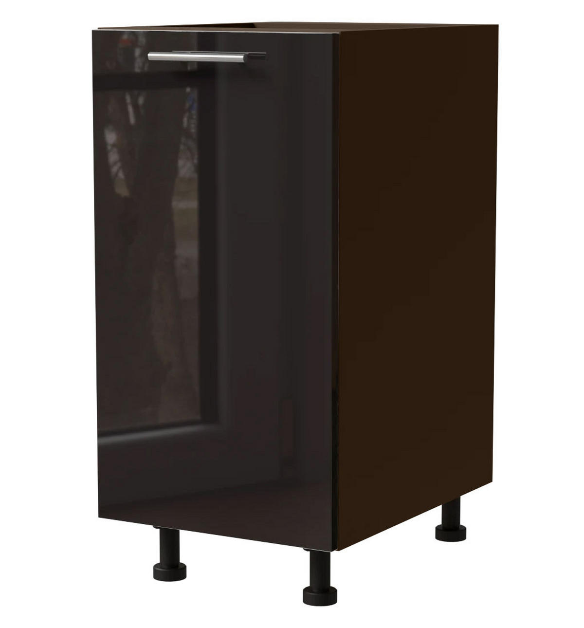 KÜCHENUNTERSCHRANK Essen D1D/40 Schwarz Hochglanz / Lava Matt 40 / 50 / 82cm - Schwarz Hochglanz/Dunkelgrau, Holz/Holzwerkstoff (40/82/50cm) - Feldmann-Wohnen